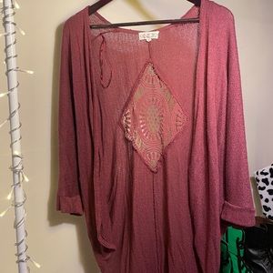 Burgundy flowy cardigan